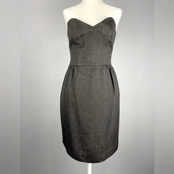 MILLY of New York Black Strapless Dress Size 2 shimmering with metallic thread - Picture 6 of 8